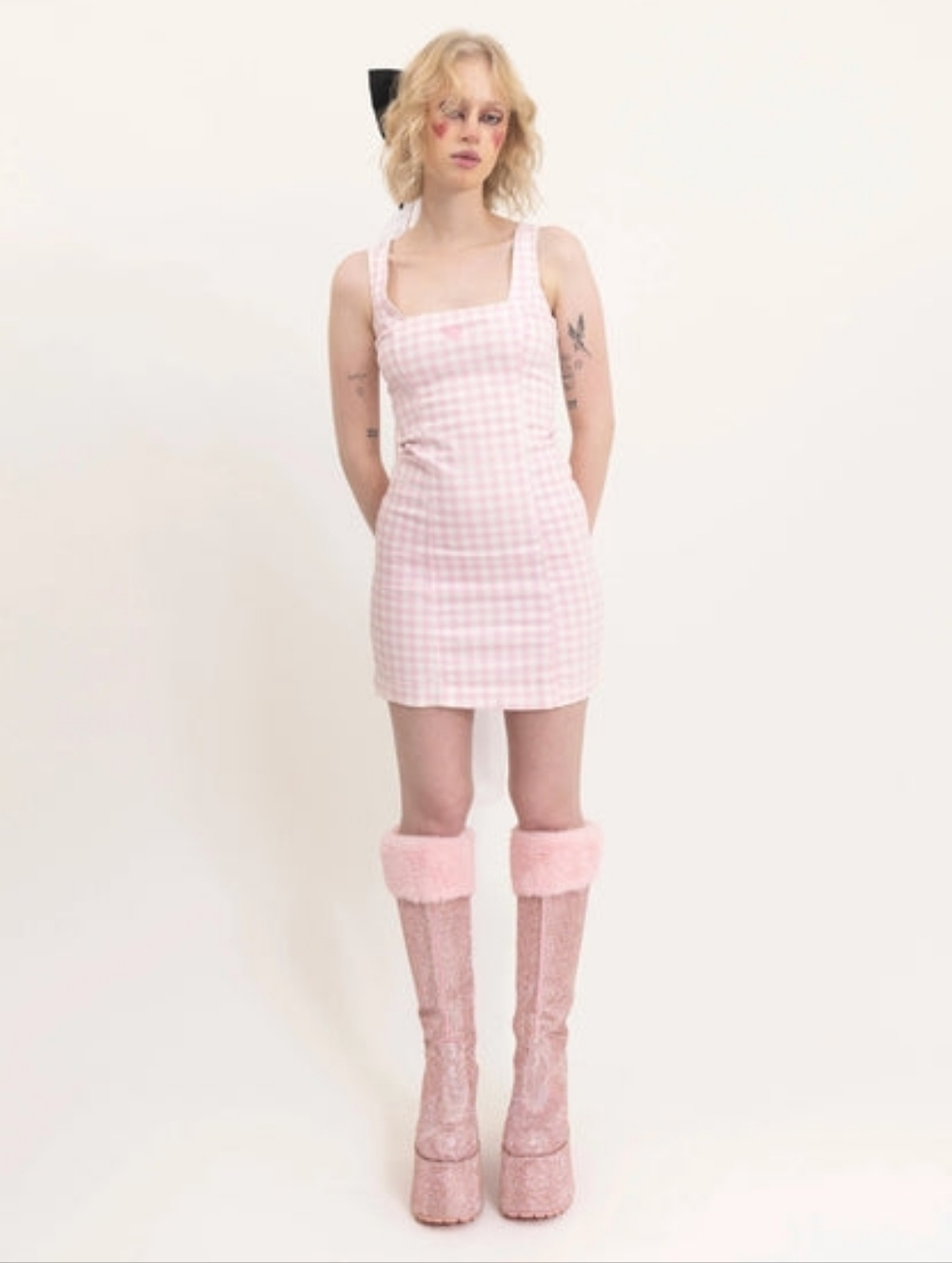 Lazy Oaf Pink Gingham Mini Dress